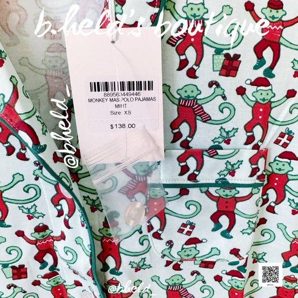 Roller Rabbit Monkey Mas Polo Pajamas in Mint Green Size XS Brand New NWT - Picture 5 of 16